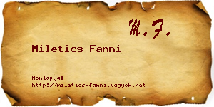 Miletics Fanni névjegykártya