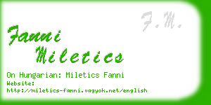 fanni miletics business card